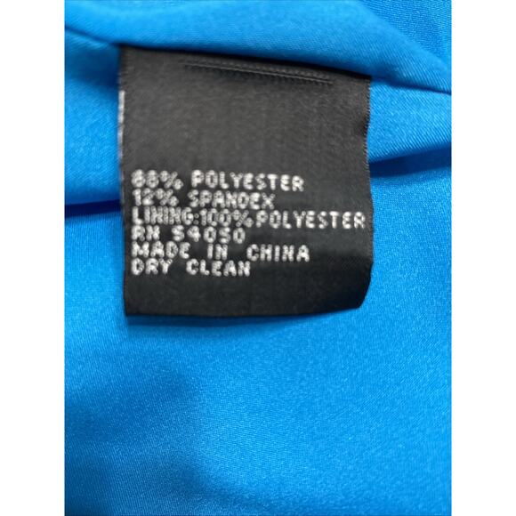 Albert Nipon Skirt Suit Ruffle Drape Front Turquoise NWOT - 12 - Picture 10 of 13